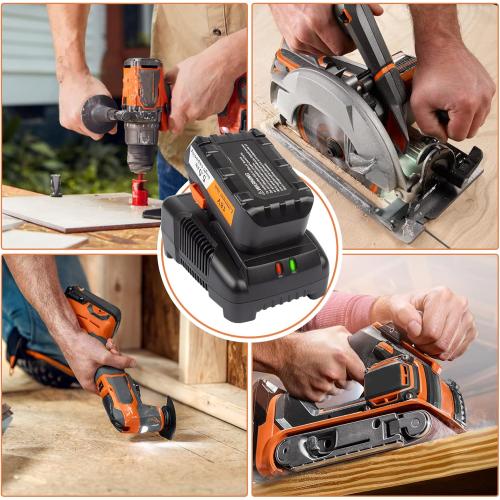 Black 18V R86092 Fast Charger Lithium Battery Charger for RIDGID Tools 18V Battery R840083, R840085, R840086, R840087, AC840085, AC840086, AC840087P AC840089 etc.