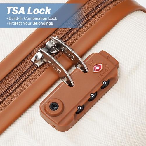 COOLIFE Cabin Suitcase 55X35X20cm for Ryanair Airlines Carry on Cabin Luggage Hard Shell Suitcase Lightweight with TSA Lock and 4 Spinner Wheels 2 Year Warranty, Black/Brown, 55X35X20cm, Suitcase