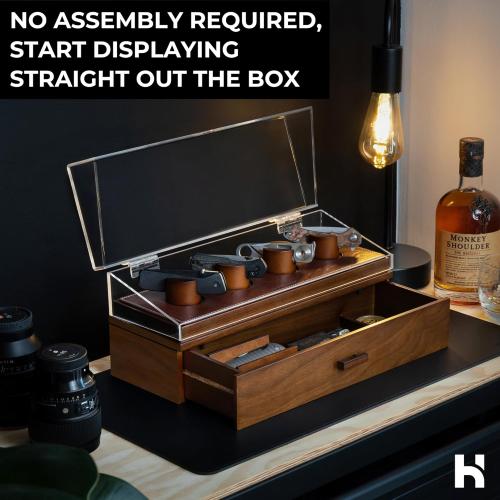 Holme & Hadfield Premium Knife Display Case for up to 10 Knives – Handcrafted Wooden Pocket Knife Organizer for Collections for EDC Collectors – Luxury Built to Last