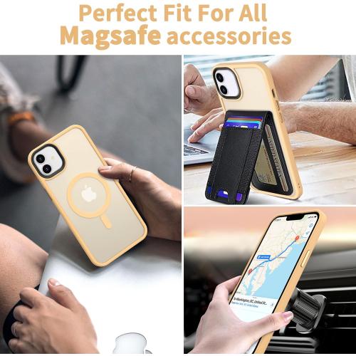 CACOE Magnetic Case for iPhone 12 & iPhone 12 Pro 6.1 inch-Compatible with MagSafe & Magnetic Car Phone Mount,Not Yellowing Anti-Scratch (Yellow)