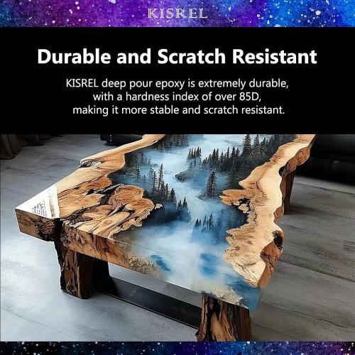 KISREL Deep Pour Epoxy Resin, 96OZ Resin Epoxy Kit (2:1) for 2-4 Inch Pour Depths，Bubble Free, Low Odour, Crystal Clear Casting Resin for Bar Tops, Table Tops, River Tables, Wood Fillers, Crafts