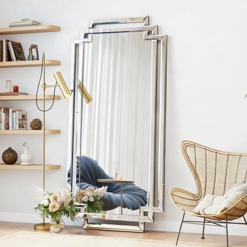 30 X 59 Large Wall Mirror for Decor, Glass Decorative Mirror with Beveled Edge and Glass Frame for Bathroom, Entrance, Living Room, Horizontally/Vertically Design