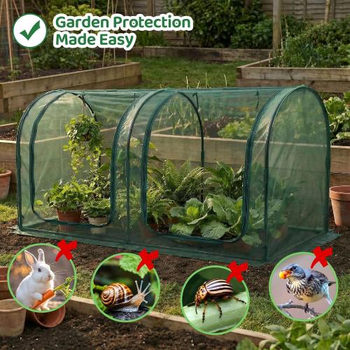 Crop Cage for Garden,98x49x49 Tunnel Plant Netting Cover with Zipper,Garden Bed Cover for Protection for Vegetables Fruits,Garden Cage for Plant and Animal ‼️used‼️