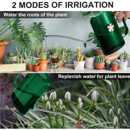 Watering Can Indoor for House Plants Small Watering cans with Long Spout Flower Model Sprinkler Head 1.2L (Green, 1.2L)