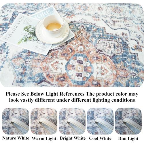 Hallway Washable Runner Rug - 3x6 Kitchen Rugs Entryway Rug Runner Vintage Soft Floor Mat Non Slip Indoor Farmhouse Carpet for Bathroom Living Room Bedroom (3 X 6, Brick)