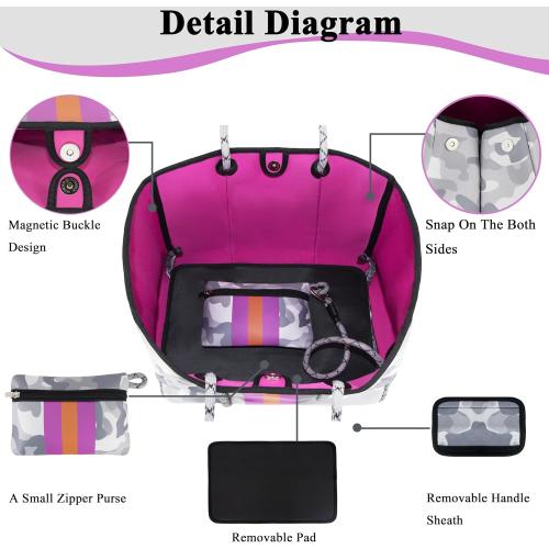QOGiR Neoprene Multipurpose Beach Bag Tote with Inner Zipper Pocket
