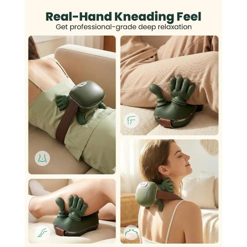 Neck Massager with Heat - Neck and Back Shiatsu Massager for Relieve Fatigue, Deep Tissue Portable Neck and Shoulder Massager for Home and Travel, Green