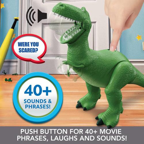 Mattel Disney and Pixar Toy Story Talking Dinosaur Action Figure with Movng Arms, Roarin’ Laughs Rex Dino Toy, 10.8-inch T Rex with 40  Sounds & Phrases