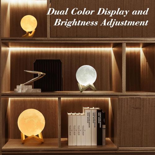 Mydethun Moon Lamp Moon Light Night Light for Kids Gift for Women USB Charging and Touch Control Brightness Warm and Cool White Lunar Lamp (3.5In Moon Light with Ceramic Hand Base)