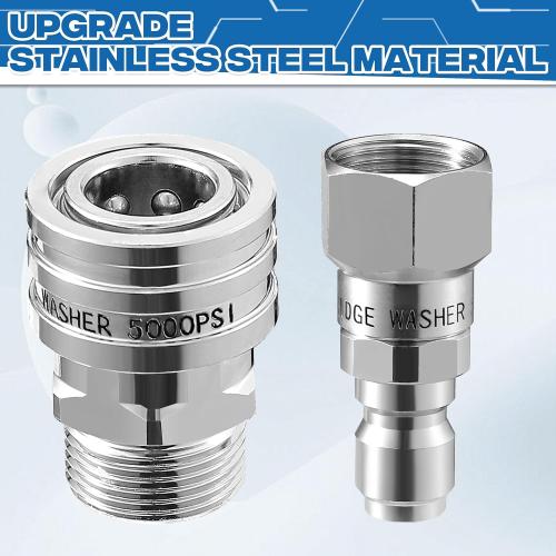 RIDGE WASHER Pressure Washer Swivel Adapter, Stainless Steel M22 14mm to 3/8 Quick Connect, Stainless Quick Disconnect for Pressure Washer Hose, 5000 PSI, 4 Pack