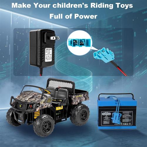 12V Battery Charger for Peg-Perego Ride-On Toys Compatible with John Deere Ground Force Tractor, John Deere Gator XUV Polaris RZR 900 Powered Ride On Car Toys