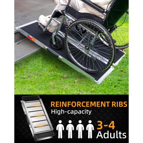 VNN Portable Wheelchair Ramp 4FT, Non-Slip Aluminum Ramps for Wheelchairs for Home, Handicap Wheelchair Ramps for Home Steps, Aluminum Loading Dock Plates, Doorways