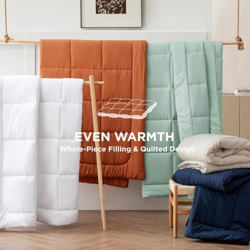 64 in X 88 in- Bedsure Comforter Duvet Insert - Quilted Comforters Twin Size, All Season Duvet, Down Alternative Bedding, with 8 Tabs, Gifts for Women/Men, White, Twin 88 x 68 Inches