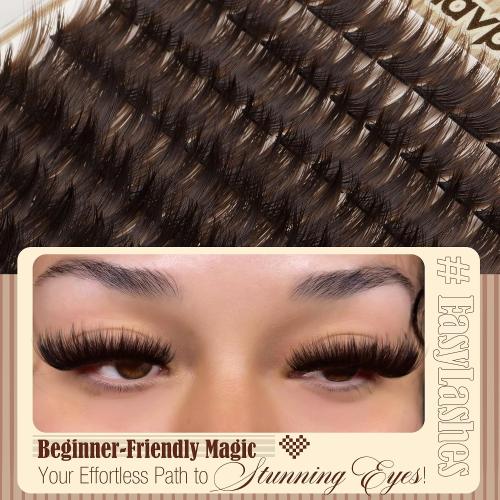 Brown Eyelash Clusters Wispy Volume Cluster Lashes Faux Mink Lash Clusters Fluffy Cluster Eyelash Extensions Thick Lash Extensions Dark Brown Individual Lashes Clusters (108PCS, CC Curve, 10-16MM)