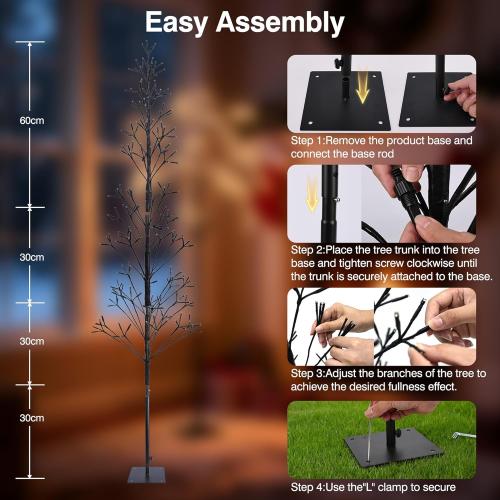4.9 FT Christmas Outdoor Artificial Tree with Lights - 216 LED Pre Lit Christmas Decoration Tree Lights with Timer,Includes 27 LED Flashing Bulb,for Holiday Displays (Warm White)