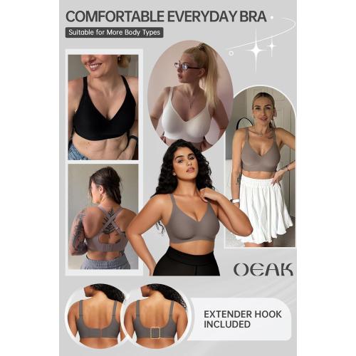 Size L OEAK Women Comfortable Push Up Bras Wireless Seamless Full Coverage Bralette Buttery Soft Everyday Tshirt Bra Convertible Bra