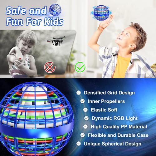 Flying Orb Ball Toys 2 Pack, Soaring Hover Boomerang Spinner Hand Controlled Mini Drone Cosmic Globe Spinning Kids Adults Outdoor Fly Toy Birthday Gift Cool Stuff for Boys Girls 6 7 8 9 10  Year Old