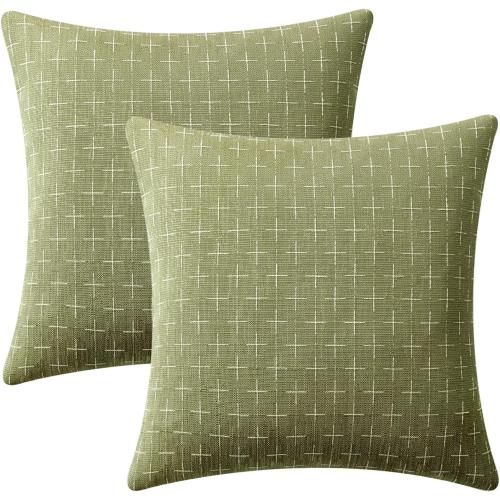 Size 20x20 Color Green MIULEE Pack of 2 Decorative Burlap Linen Throw Pillow Covers Farmhouse Pillowcases Modern Rustic Woven Textured Cushion Cover for Sofa Couch Bed 20x20 Inch Sage Green