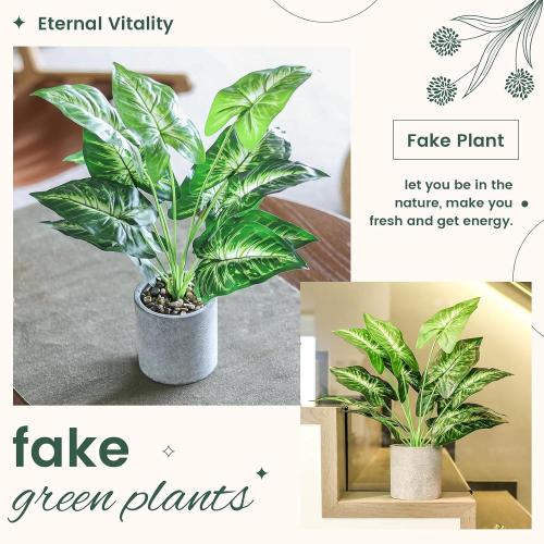 16 Small Fake Plants Artificial Tropical Faux Plants Indoor Desk Plant for Home Office Kitchen Shelf Sage Green Decor