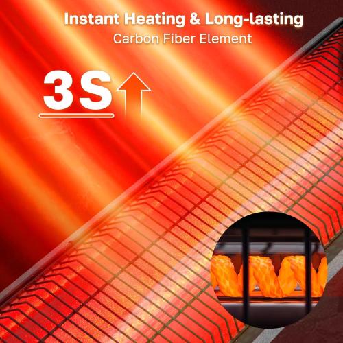 Outdoor Electric Patio Heater, ThermoMate 1500W Freestanding & Wall-mounted Infrared Heater with Remote, 8 Heat Levels, 8H Timers, Tip-Over & Overheat Protection, IP65 Waterproof Tower Space Heater
