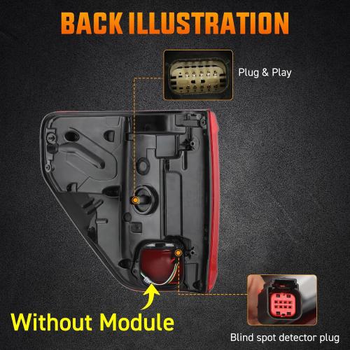 Right Tail Light for Ford F150 2024 2025 Rear Brake Lamp W/O Onboard Scales | MIEF ROD Passenger Side Taillight W/Blind Spot (W/O Module) Replacement for RL3Z13404C