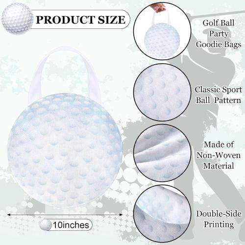 Shihanee 24 Pcs Golf Party Favor Bags Ball Themed Party Non Woven Goodie Candy Bags Sport Game Treat Handbags Golf Gift Handbags for Sports Theme Parties Supplies