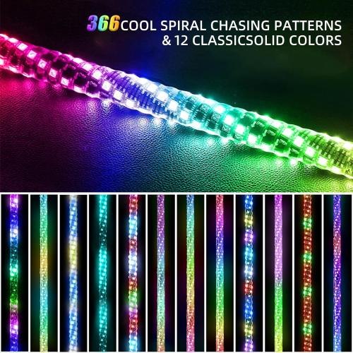 3FT-1PC LED Whip Lights for RGB Dancing/Chase,Whip Lights Support APP/Remote Control,600  Color Mode Combinations,LED Whip Suitable for ATV,RZR, Dune Buggy,Polaris,Can-am,Jeep