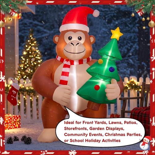 Civaner 8 ft Funny Bigfoot Christmas Inflatables with LED Light Xmas Sasquatch Blow up Yard Decoration Big Foot with Christmas Tree Inflatable for Indoor Outdoor Garden Lawn Winter Holiday Party Decor