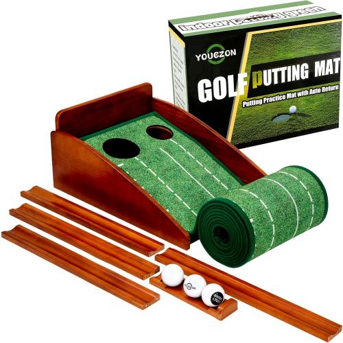 Putting Green Indoor,Golf Putting Mat with Auto Ball Return,Premium Crystal Velvet Surface, Practice Putting mat, Perfect Training Aid & Gift for Golf Lovers Christmas