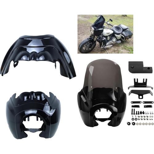 5.75 Headlight Fairing Cover - 15 Smoke Windshield Gloss Black Fit for Harley Dyna (FXDXTT/FXR T-Sport)