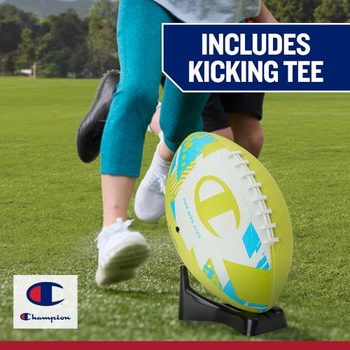 Champion Blitz Football, All-Weather Football, Enhanced Grip, Durable Rubber Cover and Molded Laces, for Outdoor Sports & Training, Includes 6 Ball Pump MISSING ACCESSORIES
