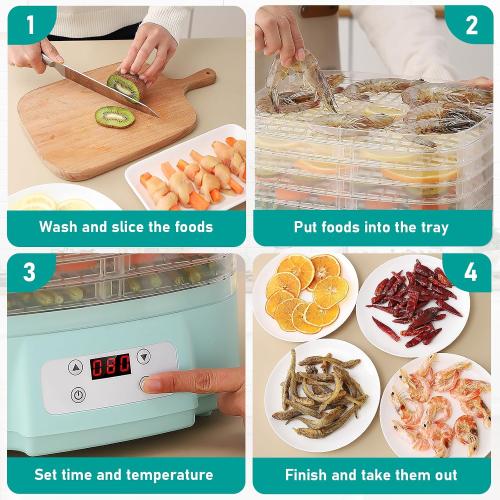 Color Blue Food Dehydrator 5 Trays Adjustable Temperature Fruit Meat Dehydrator For Jerky Machine