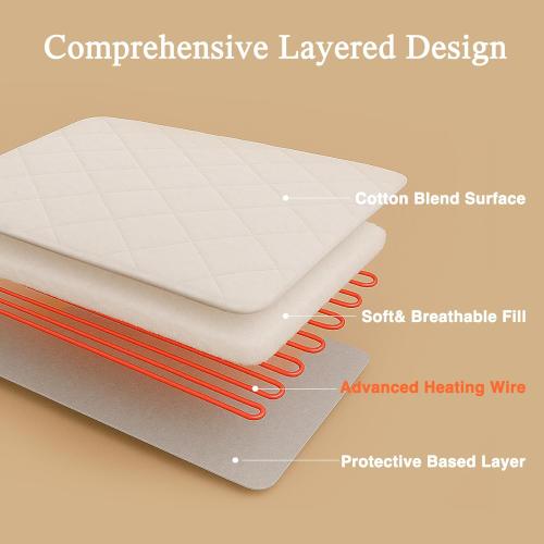 Beautyrest Cotton Blend Heated Mattress Pad Secure Comfort Technology - Luxury Quilted Electric Mattress Pad with Deep Pocket - 5-Setting Heat Controllers, Queen, White