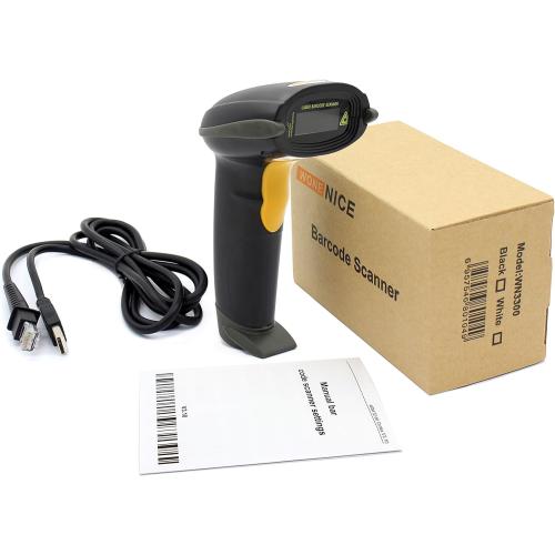 WoneNice USB Laser Barcode Scanner Wired Handheld Bar Code Scanner Reader Black