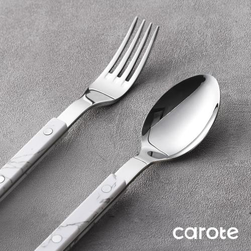 CAROTE Silverware Set with White Marble Handle, 20 Piece Flatware Cutlery Set for 4, Stainless Steel Kitchen Utensil Set for Home Restaurant Party, Dishwasher Safe