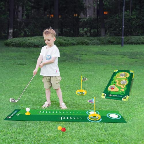 Toddler Golf Set for Boys Girls 3-6, Retractable Kids Golf Clubs with Cornhole Board & Putting Mat, Outdoor Indoor Sports Training Toy for Birthday Gifts