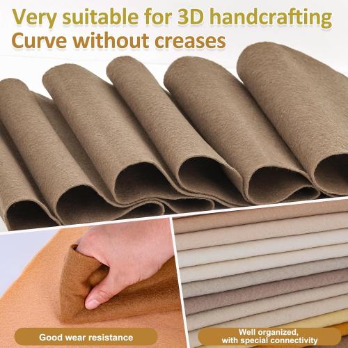 XSEINO 13 Rolls 8x35 1.4mm Thick Soft Felt Fabric Sheet 13 Assorted Light Brown Series Colors Felt Pack for DIY Craft Sewing Squares Nonwoven Patchwork