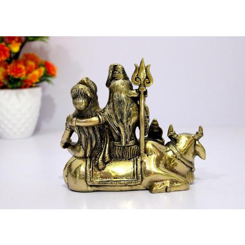 eSplanade Brass Shiv Parivar, Shiva Parvati, Shiva, Bholenath, Shankar Parvati with Ganesha Nandi Murti Moorti Idol Statue Sculpture - 5.5 Inches