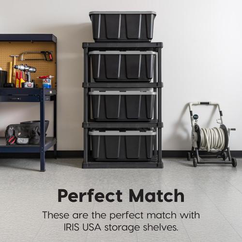 IRIS USA 3-Pack 27 Gallon Storage Bins with Lids |Made in USA| Heavy Duty Plastic Tote Containers for Truckbed Tool Box Organization, Large - Gray