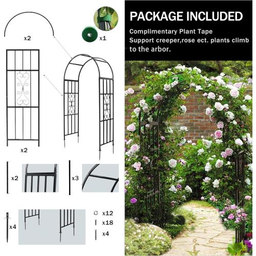 Arbors, Curved Metal Endurable Iron Trellis Plants Stand Use for Outdoor Garden Arbor Climbing Plants Wedding Arches Ceremony