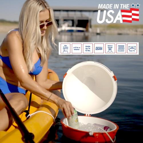 The Big Bobber Floating Cooler, Outdoors Floating Ice Chest, Portable Drifter Cooler, Keeps Beverage Cold