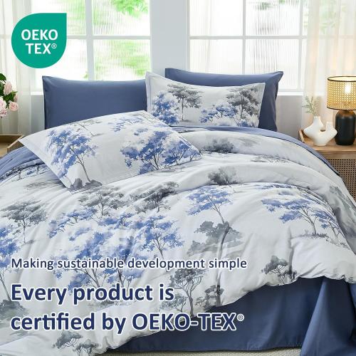 Dinjoy Comforter Set, Flower Bedding Sets with Comforter, Fitted & Flat Sheets, Pillowcases & Pillow Shams