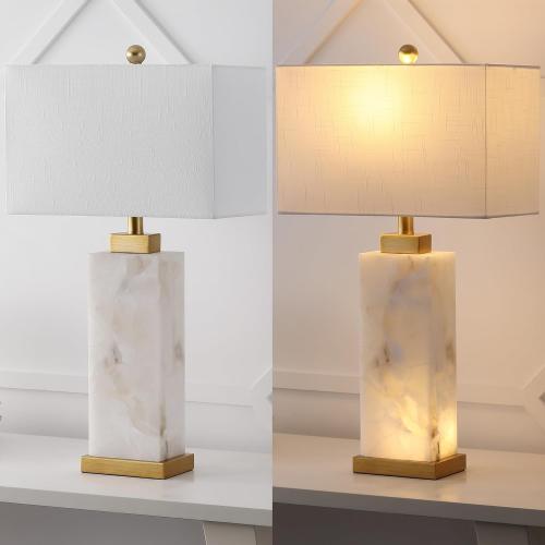 Missing part.                      JONATHAN Y JYL6201A Elizabeth 27.5 Alabaster LED Table Lamp Coastal Contemporary Bedside Desk Nightstand Lamp for Bedroom Living Room Office College Bookcase LED Bulb Included, White/Gold Leaf