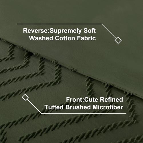 Litanika King Size Comforter Set with Sheets Dark Olive Green - 7 Pieces Bed in a Bag King Chevron Tufted Complete Bedding Sets with Comforter, Sheets, Pillowcases & Shams