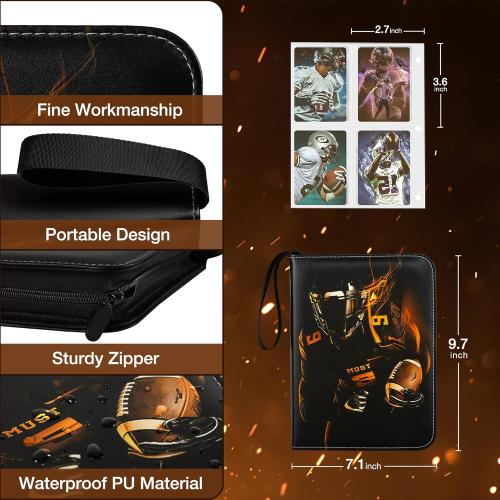 Football Card Binder,2025-2026 Sports Trading Card with Sleeves Holder Album,440 Pockets Rugby Card Holder Sheets Display Storage Protectors for Collectors Boys and Girls Gift