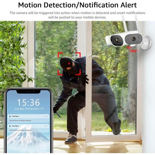 ANRAN [Pan Rotating 180 1080P HD Security Cameras Outdoor Wireless WiFi Camera for Home Surveillance Video System with Two-Way Audio, Night Vision, IP66, Motion Alert, Remote Access,