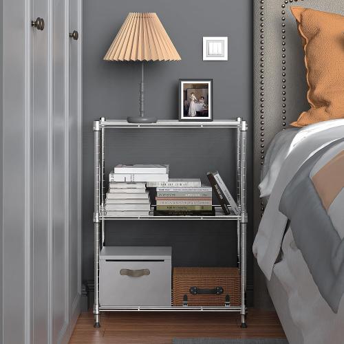 450 lbs Wire Storage Shelving 3-Tier Utility Shelving Unit Steel Organizer Wire Rack for Home,Kitchen,Office,Chrome(11.8 D x 17.7 W x 26.3 H)
