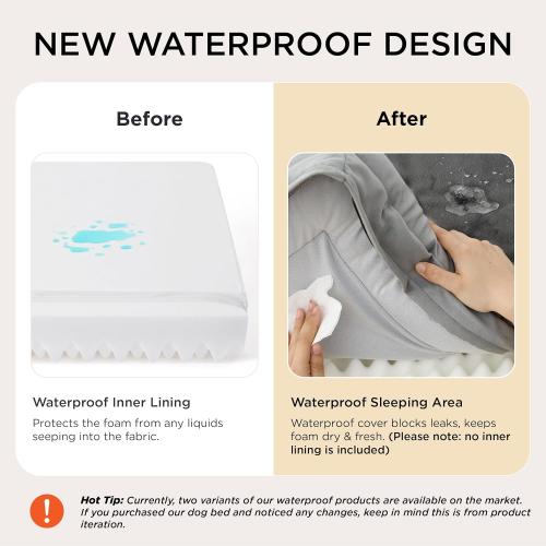 Bedsure Orthopedic Dog Bed Medium Size Dogs - Washable Small Medium Dog Cat Bed Waterproof, Comfort Cats Couch Sofa with Washable Removable Cover, Pets Bed with Nonskid Bottom, Grey, 28