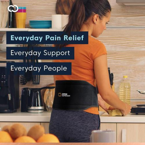 Copper Compression CopperVibe Vibration   Heat Therapy Back Wrap Vibrating Heating Massager Pad for Lower Back Pain Relief, Lumbar Muscles, Herniated Disc - Treatment Brace Device for Women & Men