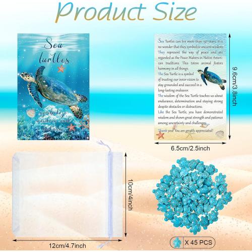 135 Pcs Sea Turtle Story Gifts Mini Keepsake Appreciation Notecards Set Turtle Story Wallet Sized Cards Employee Gifts Drawstring Bags and Starfish Charms for Teacher Women Men